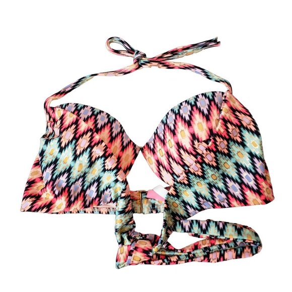 VICTORIA'S SECRET The Wrap Halter Aztec Push-Up Bikini Top 34D Underwire Swim - Picture 1 of 11